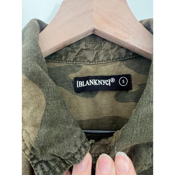 BlankNYC Trooper Linen Blend Camo Romper - Picture 2 of 4